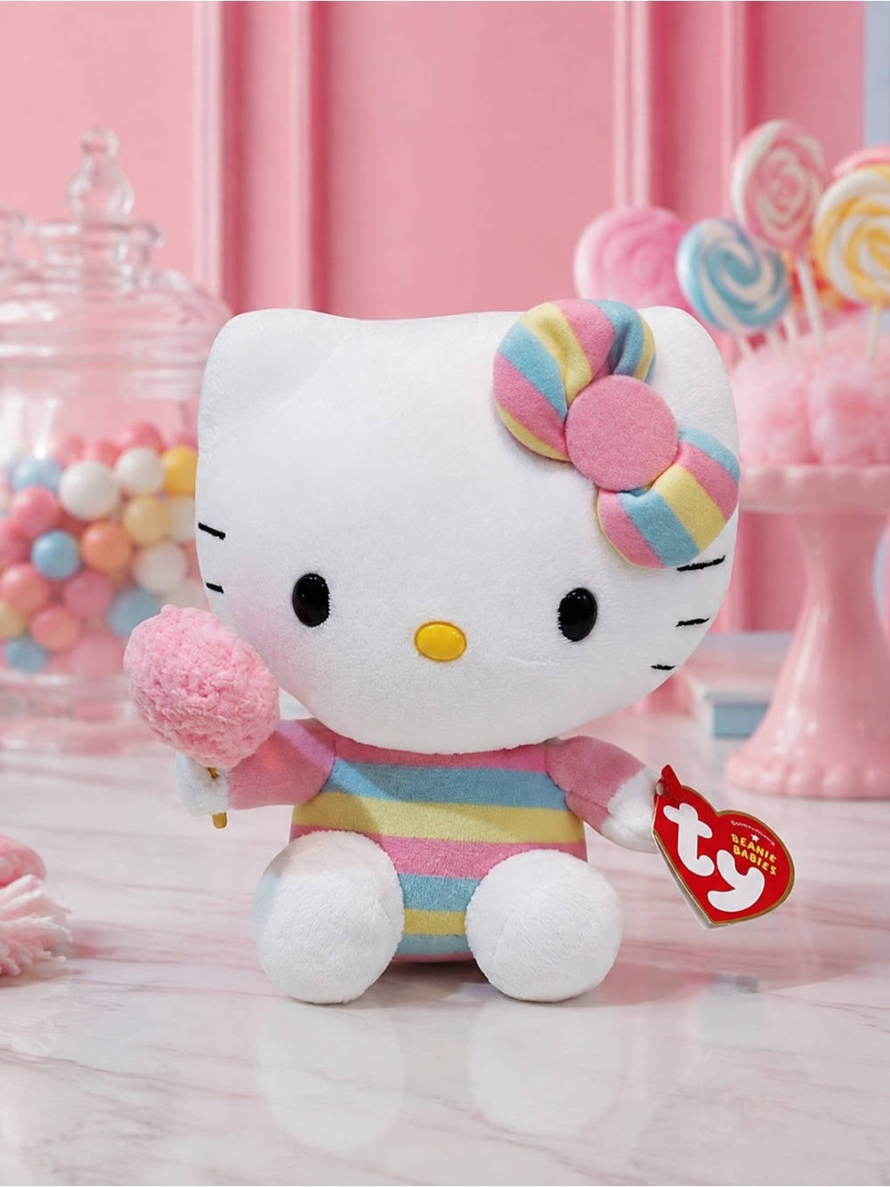 Ty Beanie Hello‎ Kitty Cotton Candy Plush